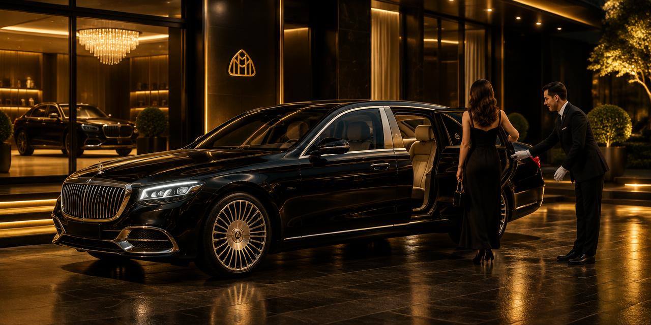 Service client MyBach, voiture de luxe noire et or